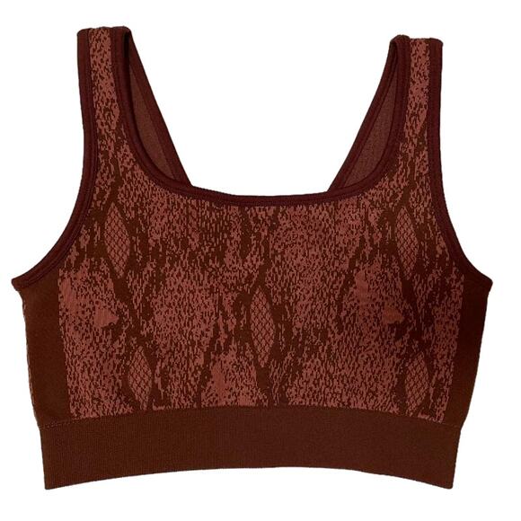 Fabletics Cherry Mocha Snakeskin Animal Print‎ Sports Bra Top Size Medium - Picture 6 of 6
